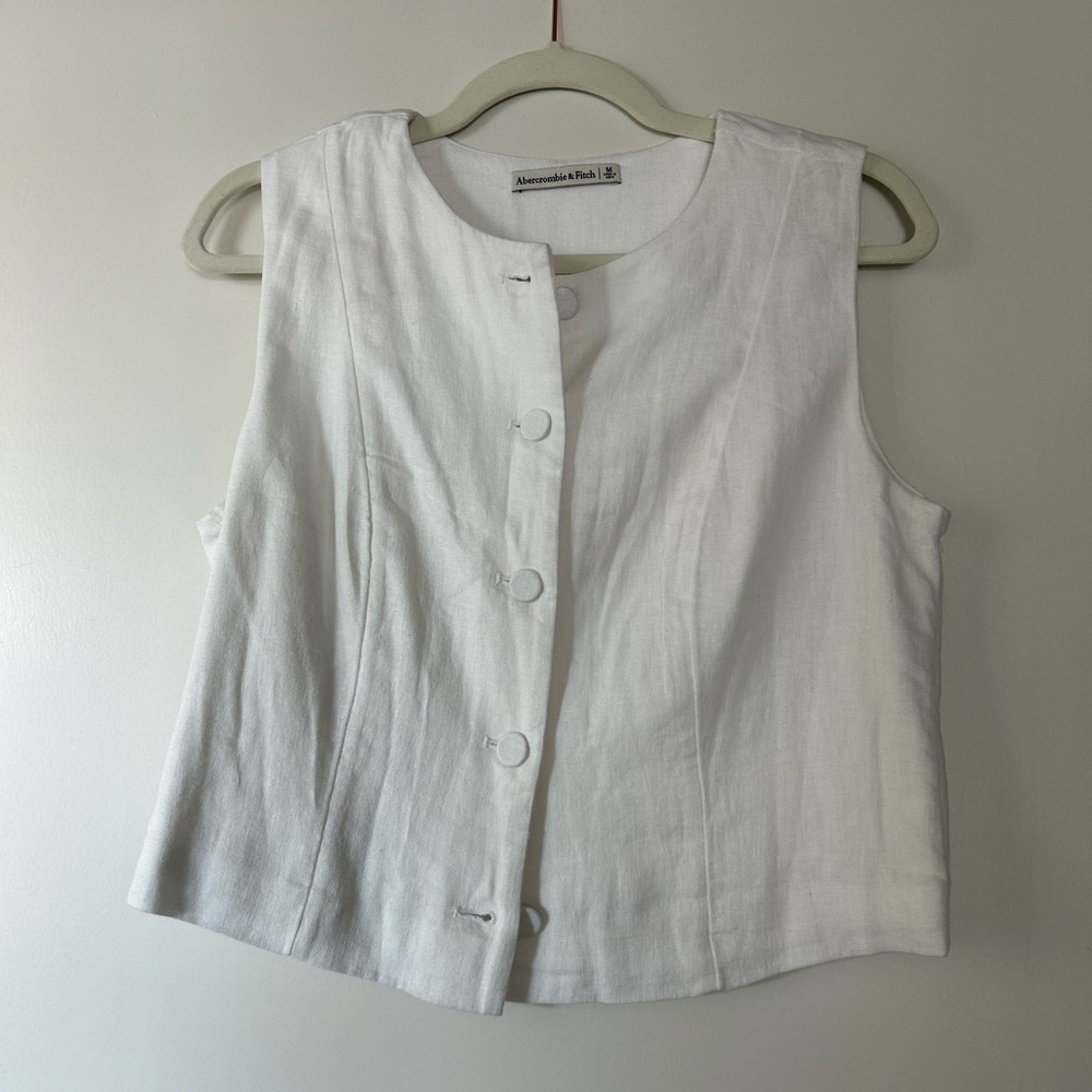 Abercrombie & Fitch Cream Button-Front Blouse